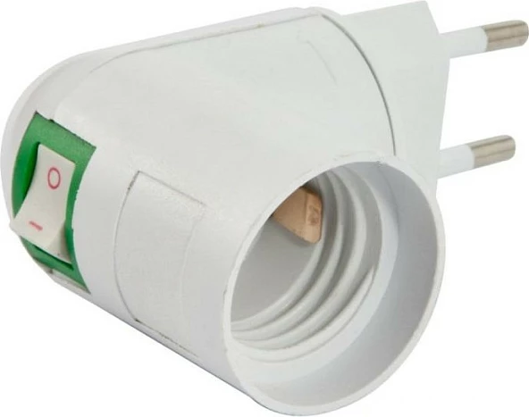 Adapter faskë për llambë LED Synergy21, PP në E27, me ndërprerës, e bardhë
