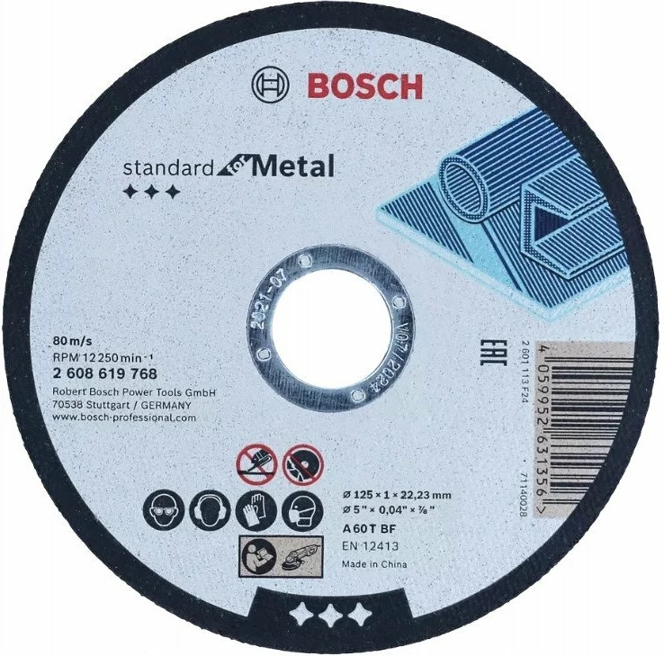 Disk prerës Bosch 2608626116 (A 60 T BF) 125x1.0mm, vrimë 22.23mm, set 100 copë