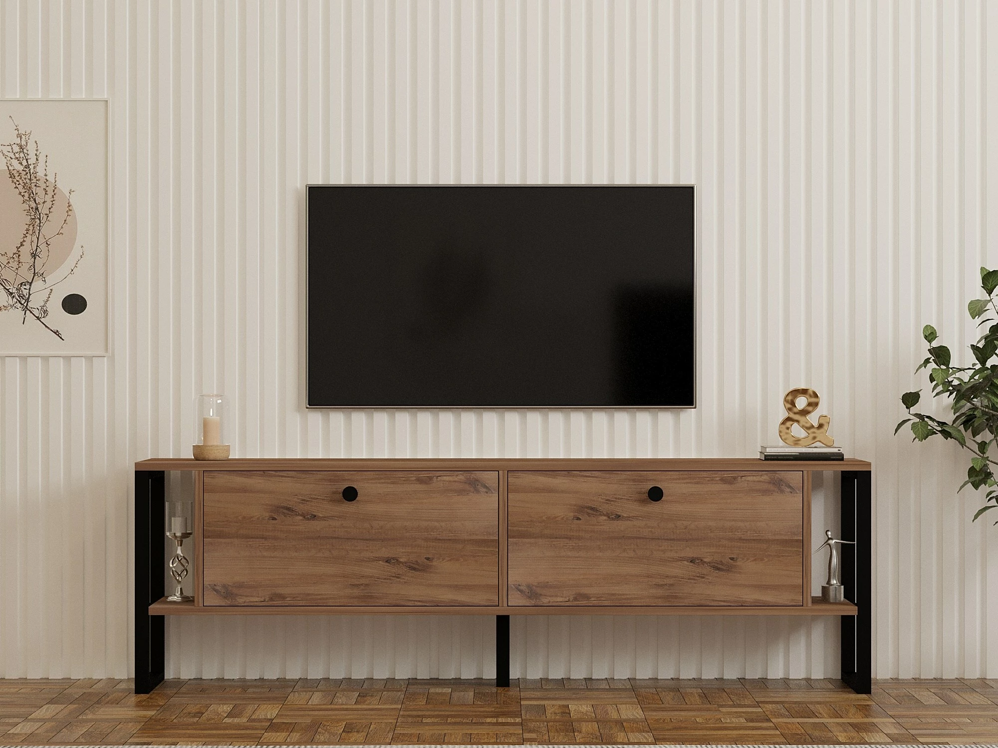 Komodë për TV Skye Decor, ngjyrë ahu Atlantik