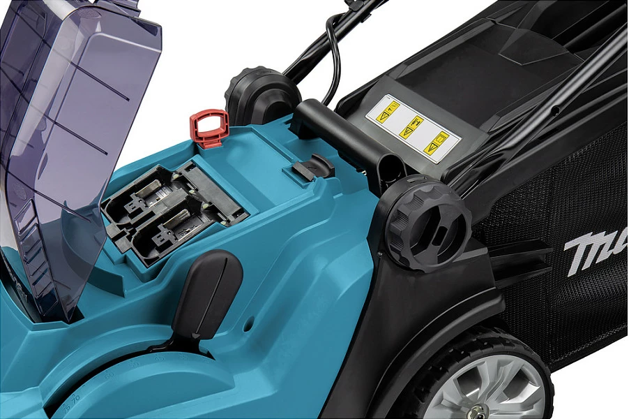 Kositës bari me bateri Makita DLM382PM2, 36V (2x18V), 2x 4.0Ah, blu/zi