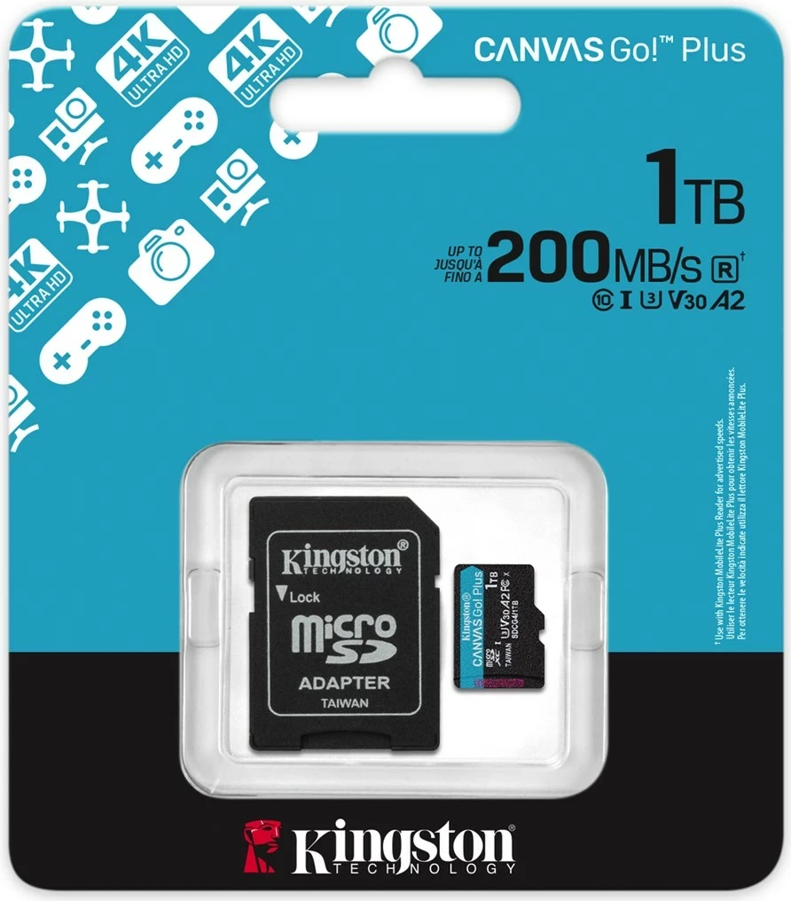 Kartelë memorie microSDXC Kingston Canvas Go Plus Gen4 1TB me adapter, E zezë