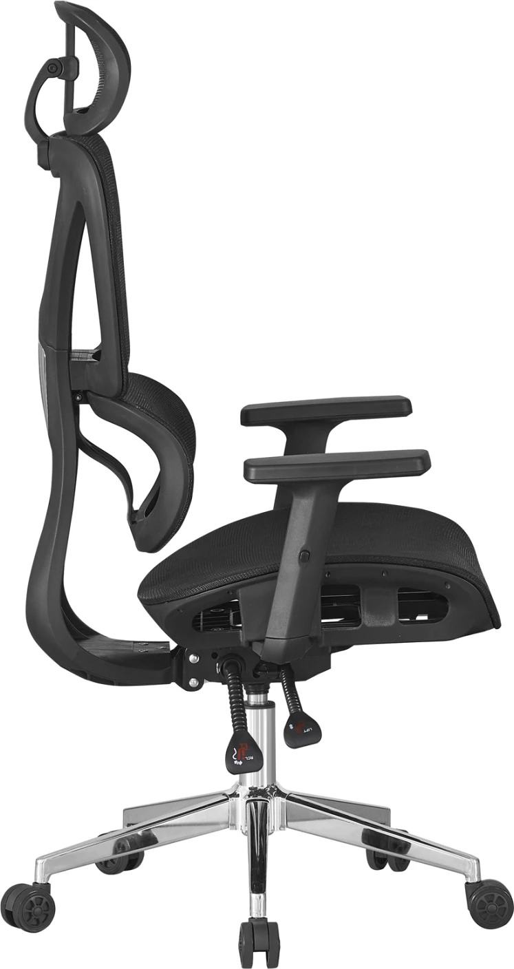 Karrige zyre ergonomike NOVAR, rrjetë e zezë, bazë kromi, 51x49x129cm