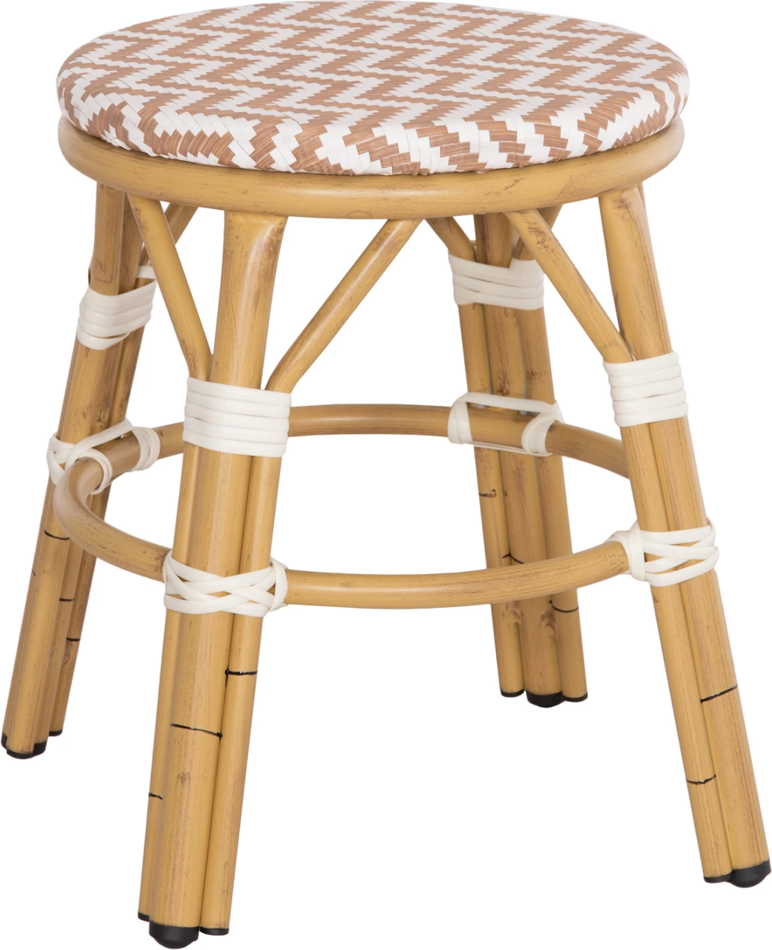 Karrige për bar, alumini, pamje bambuje, ngjyrë tekstileni bardhë & kafe, CHINO FH6285.04, Φ36x46Hcm