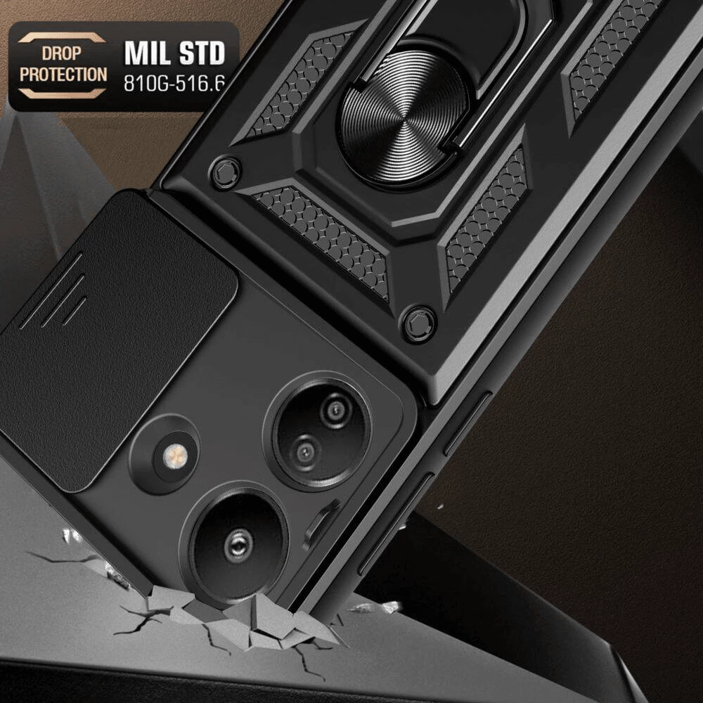 Mbështjellës ONASI Silicone Armor Ring me mbrojtje kamere për Xiaomi Redmi 13C, i zi