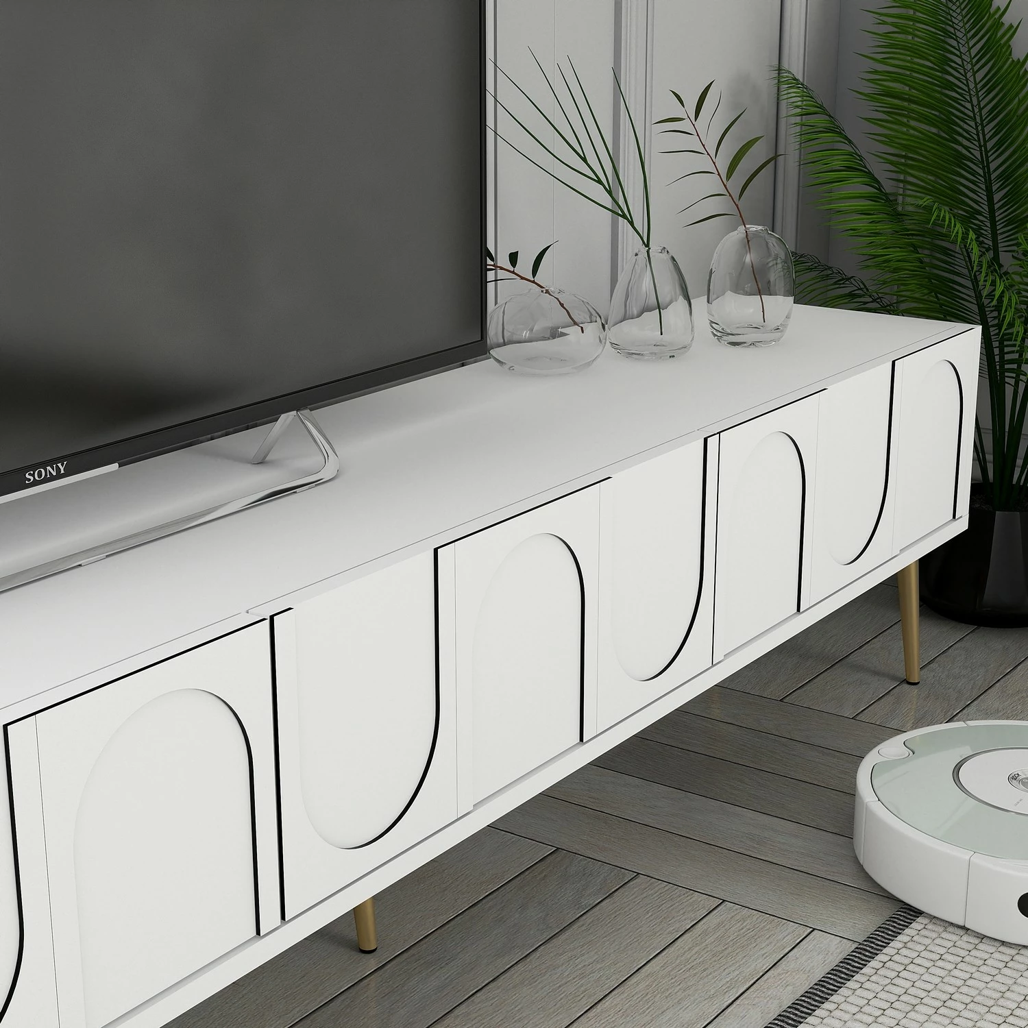 Komodë TV Hanah Home, Lyon 43, e bardhë, e artë