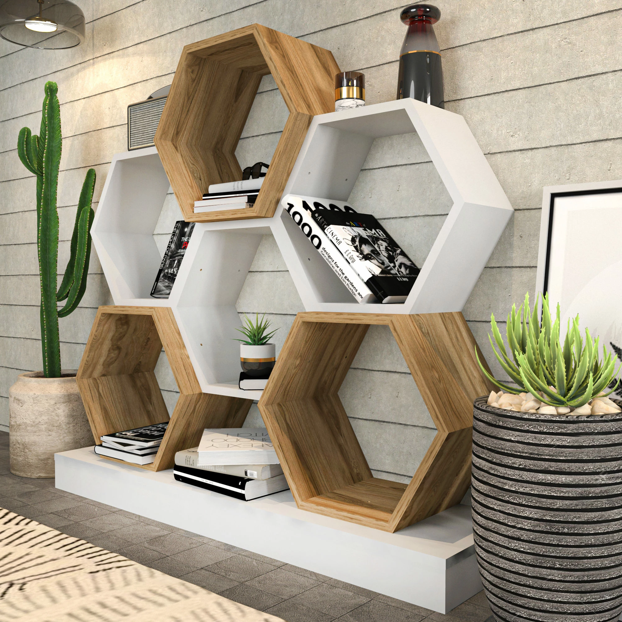Raft librash Hanah Home, Cicek, bardhë dhe lis