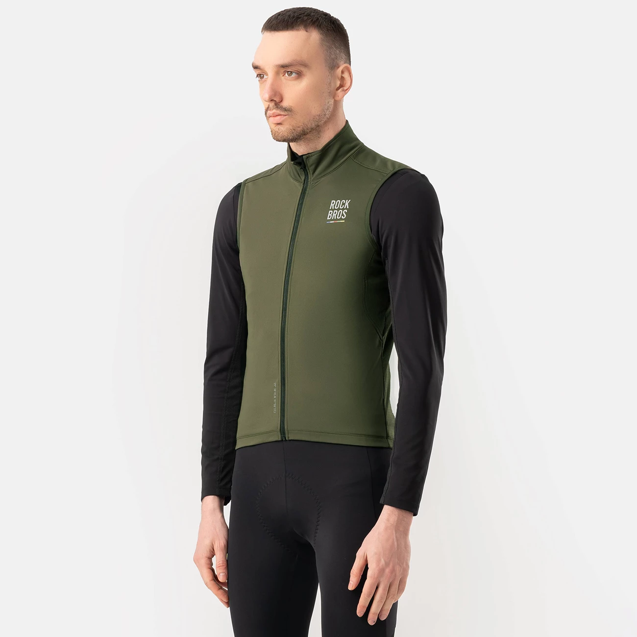 Jelek çiklizmi Rockbros TLMJ002 ROAD TO SKY, windproof i izoluar, breathable me panele mesh, 3 xhepa mbrapa, madhësia L, i gjelbër
