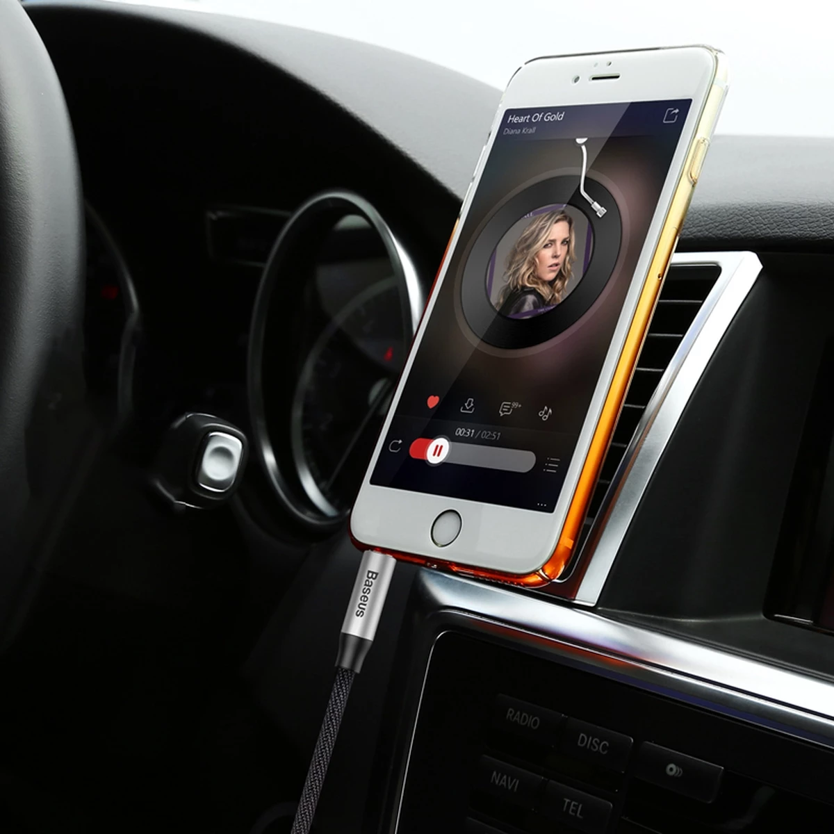 Kabllo audio AUX Baseus Yiven M30, 1.5m, mini jack 3.5mm, argjendtë-zi