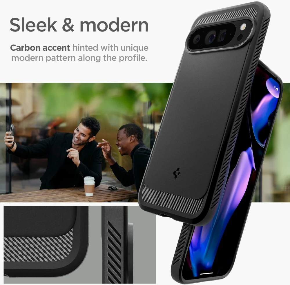 Mbështjellës Spigen Rugged Armor për Google Pixel 9 Pro XL, i zi
