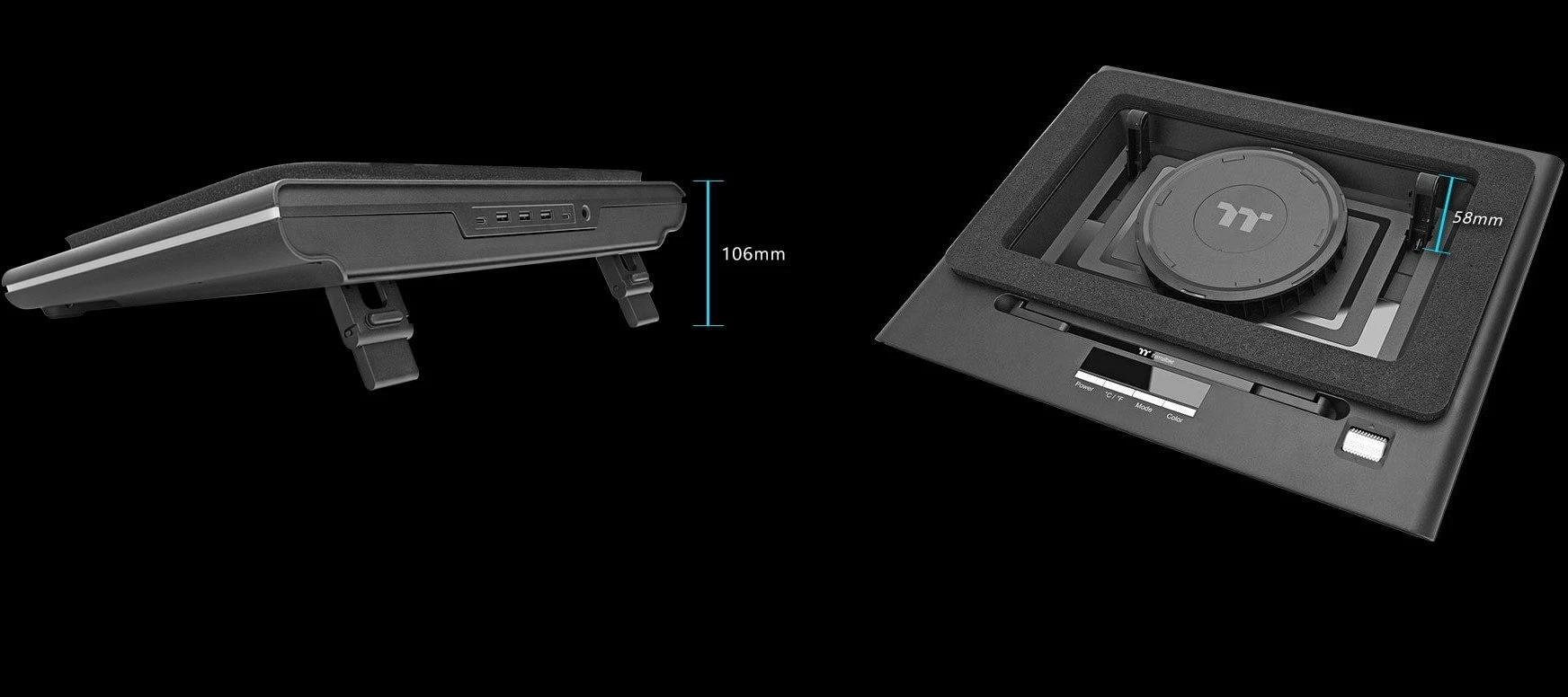 Pad ftohës për laptop Thermaltake Massive EXTREME CL-N023-PL12SW-A, 120mm cross-flow, deri 18\", RGB, USB, i zi