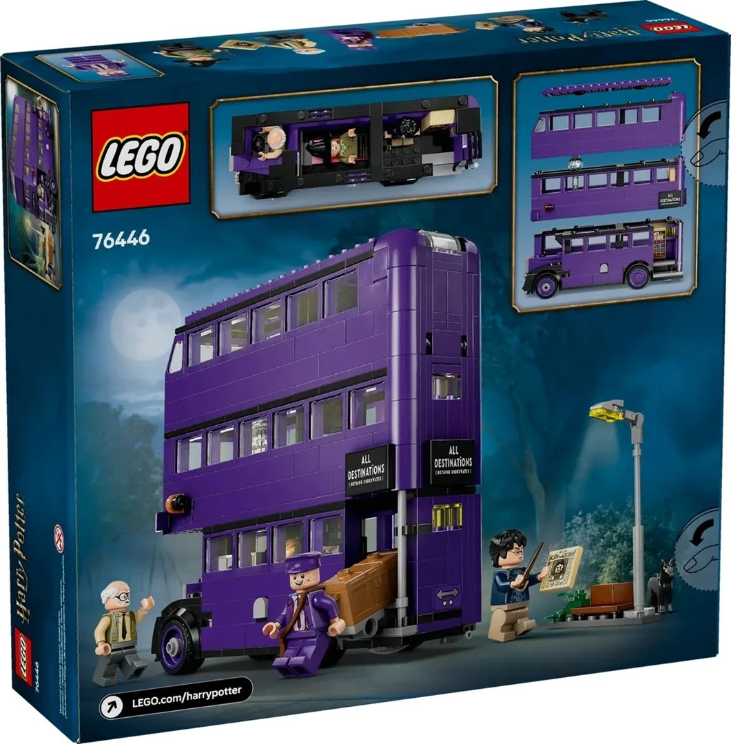Set LEGO Harry Potter Knight Bus Adventure 76446, 4 minifigura, 499 pjesë, e purpurt