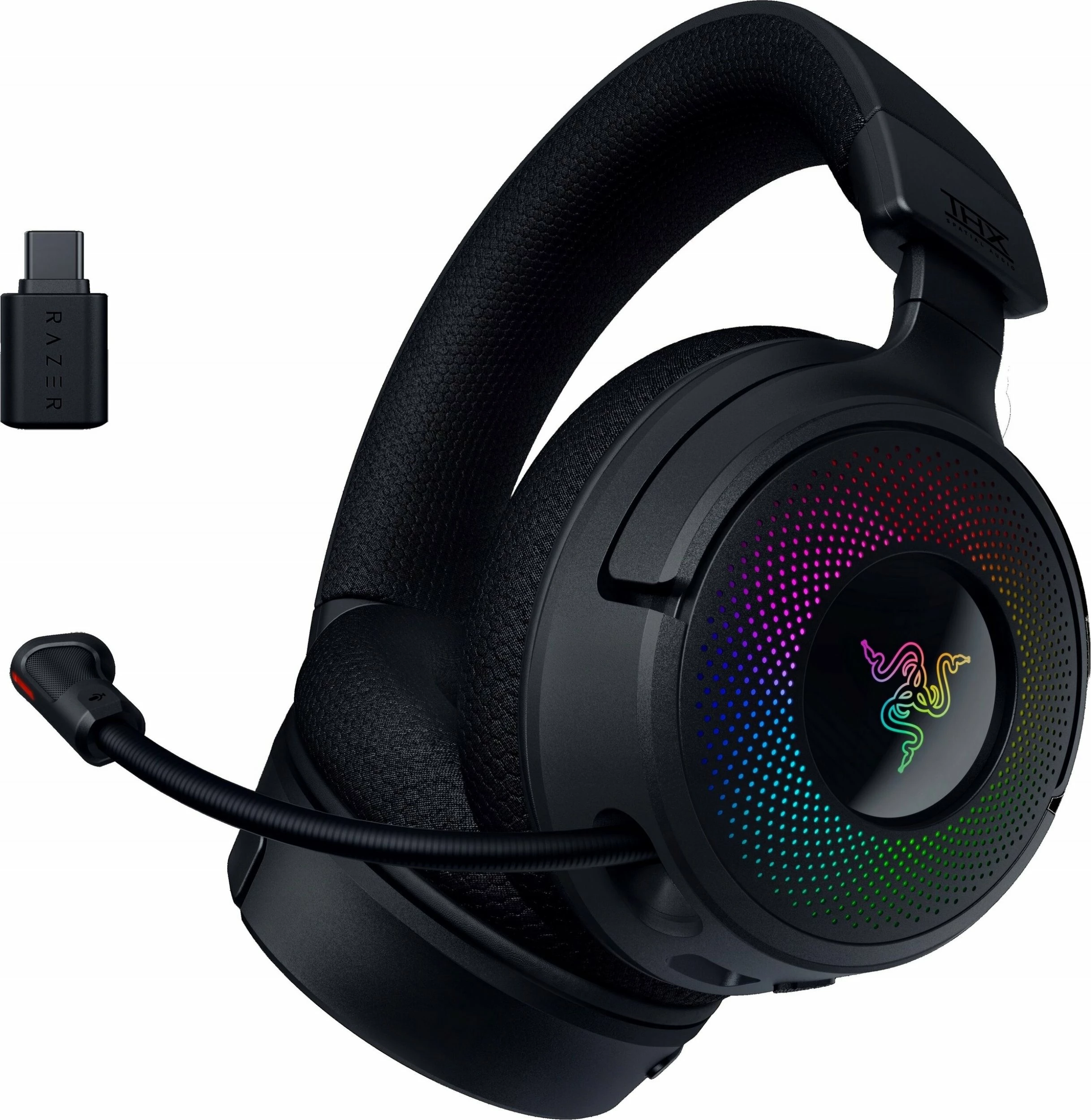 Kufje gaming Razer Kraken V4 (RZ04-05170100-R3M1), wireless, USB/USB-C, Bluetooth, THX Spatial Audio, RGB, të zeza