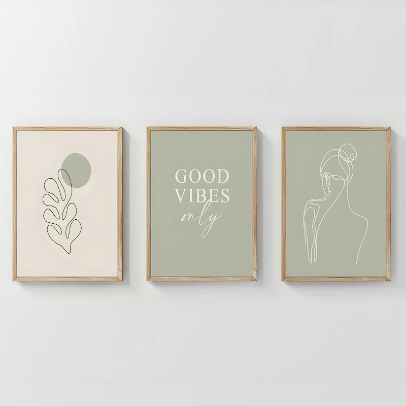 Set pikturash murale Veyra triptik, print digjital, kornizë druri, 33x1.5x48cm