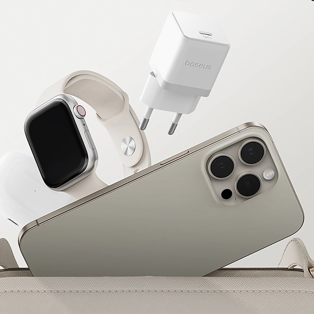 Karikues muri Baseus Palm 1C, 20W, me kabllo USB-C 1m, Bardhë