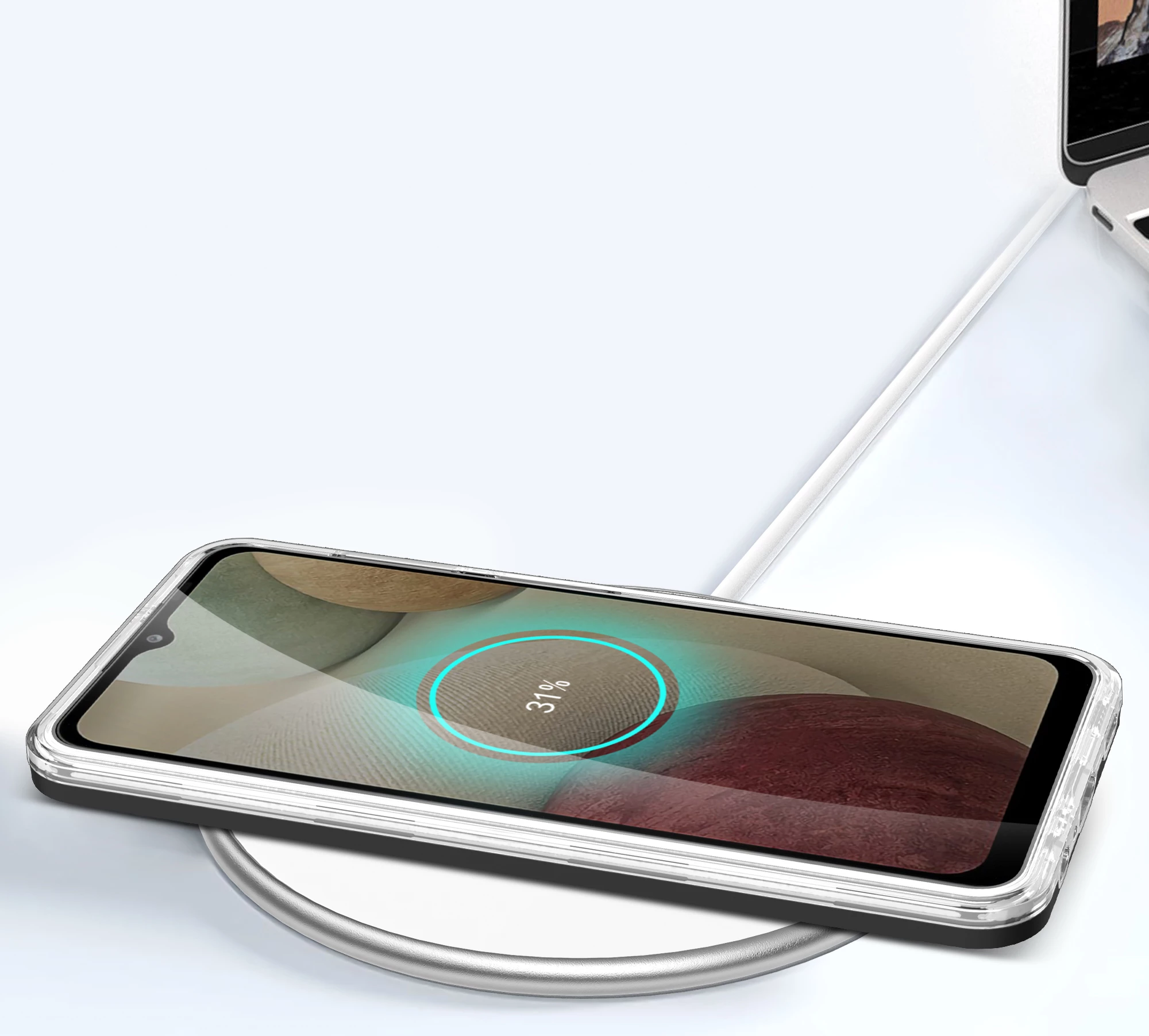 Mbështjellës Hurtel Hybrid Armor Clear 3 in 1 për Samsung Galaxy A22, i zi/transparente