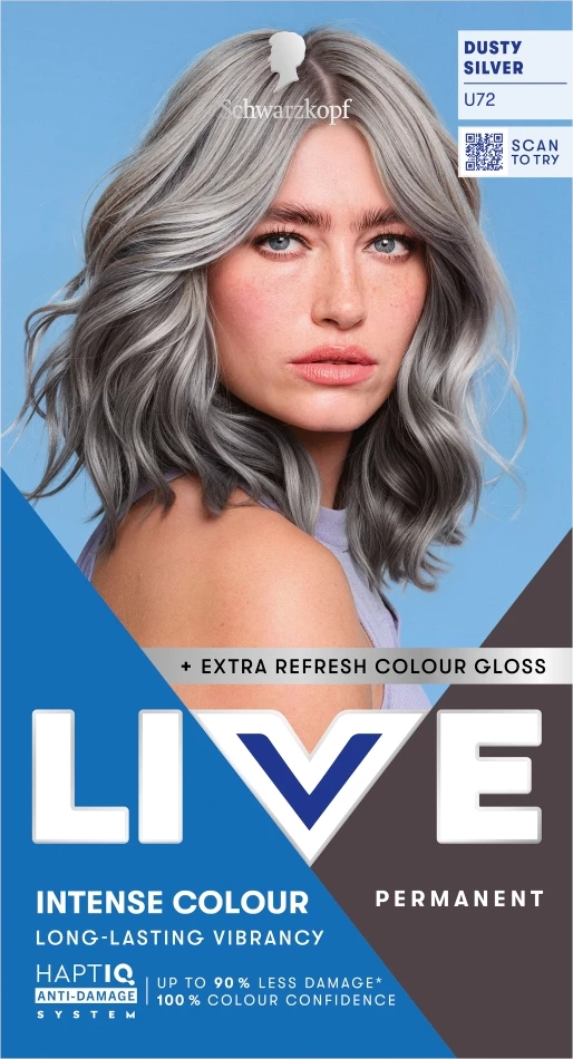 Ngjyrë për flokë për femra Schwarzkopf Live Intense Colour U72 Dusty Silver