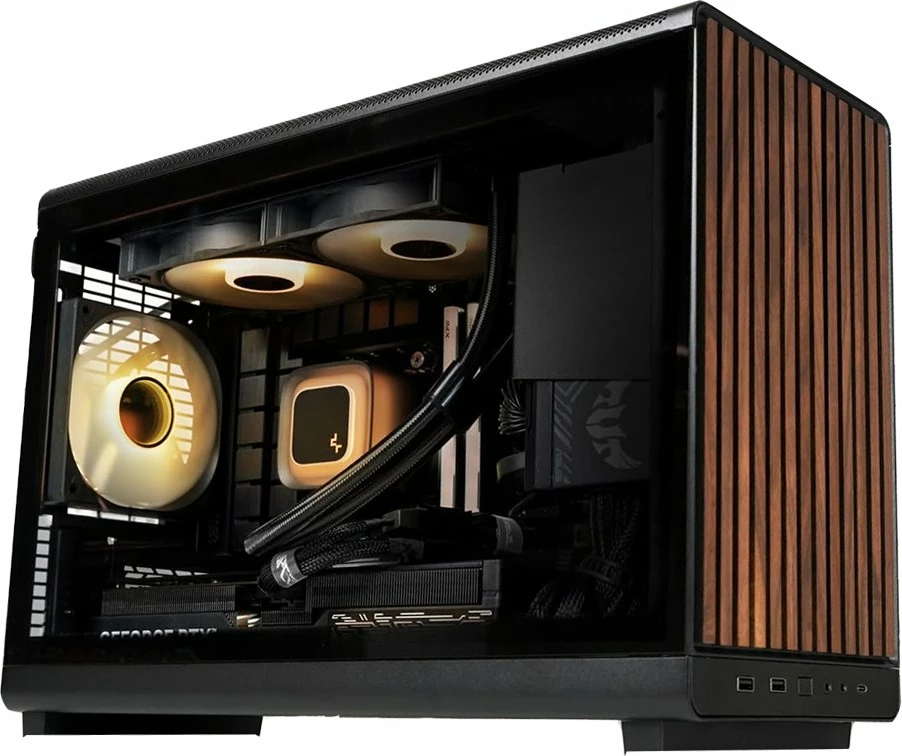 Kasë Lian Li DAN A3 Wood Edition A3X-WDG mATX/mini-ITX, e zezë me panel druri