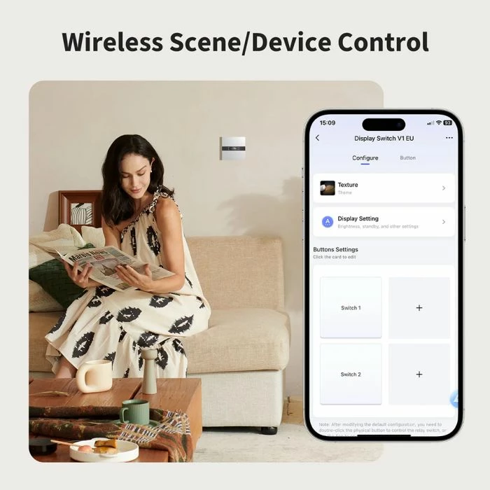 Switch smart Aqara Display Switch V1 EU WS-K02D, ekran 2.08\", Zigbee/Matter, 4 butona, i bardhë, 1 copë