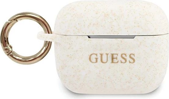 Mbështjellës Guess GUACAPSILGLWH për AirPods Pro, silikon, i bardhë me shkëlqim