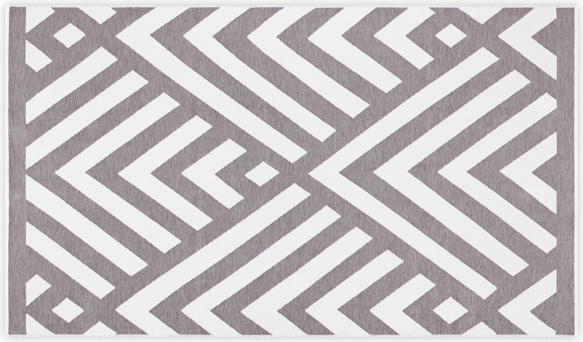 Peshqir plazhi Fouta Mijölnir, model gjeometrik, gri-bardhë