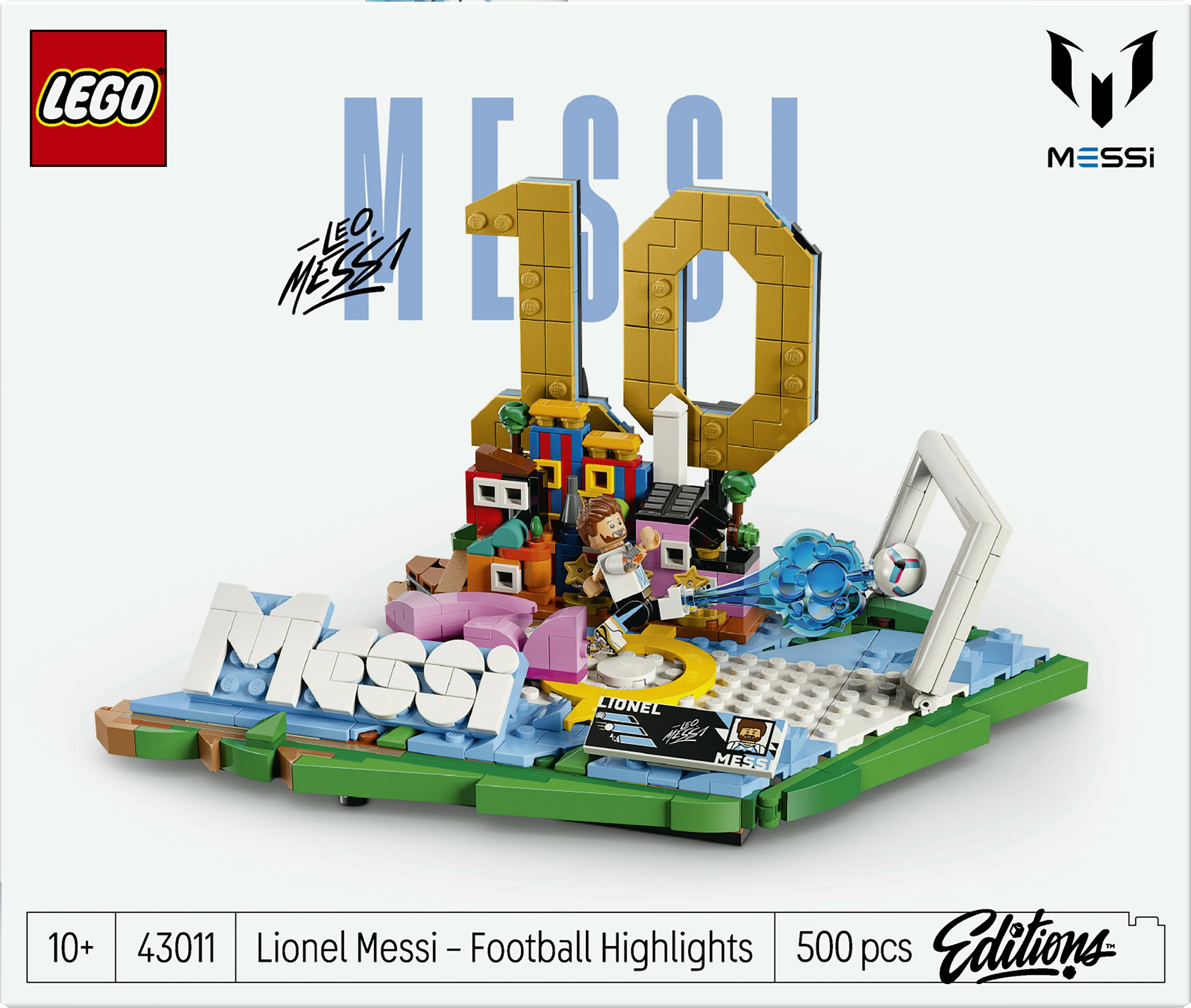 Set ndërtimi LEGO 43011 Lionel Messi Football Highlights, 500 copë, multikolor