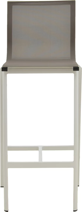 Karrige për bar Melina, alumini i bardhë, tekstil gri, 45x49x115cm