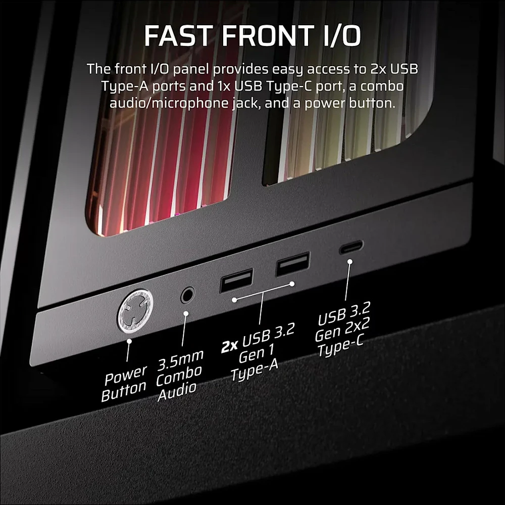 Kasë Corsair Frame 4000X RS, Mid-Tower, ATX/EATX, xham i temperuar, RGB, e zezë
