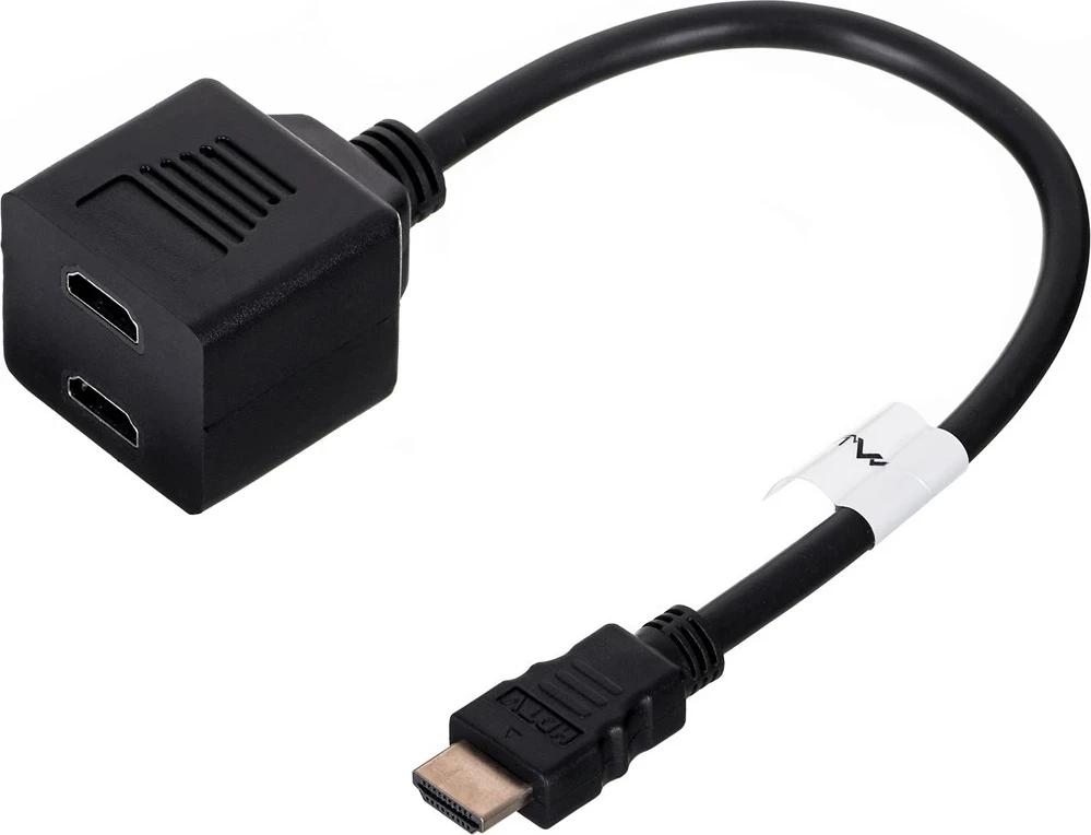 Ndajës video Lanberg AD-0019-BK, HDMI në 2x HDMI, zi