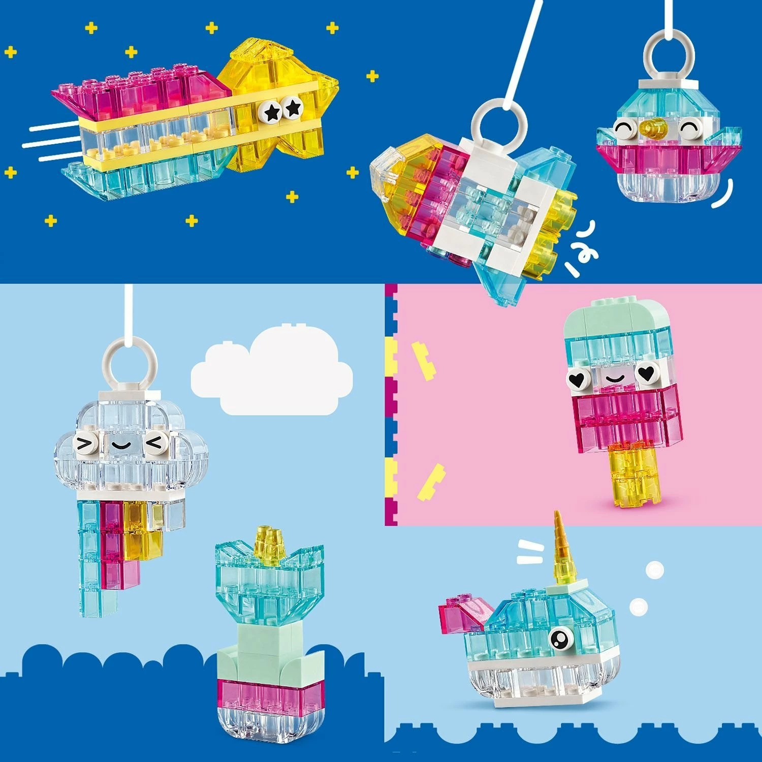 Set kockash LEGO Classic 11040, 340 copë, transparente shumëngjyrëshe, 5+ vjeç