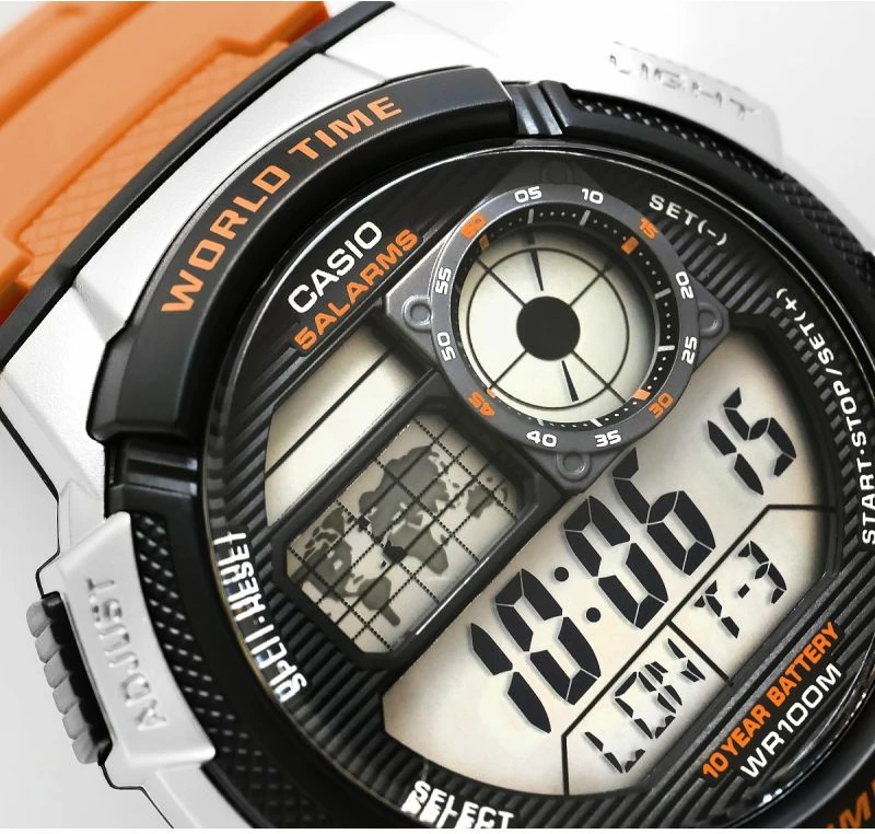 Orë dore për meshkuj CASIO, e zezë