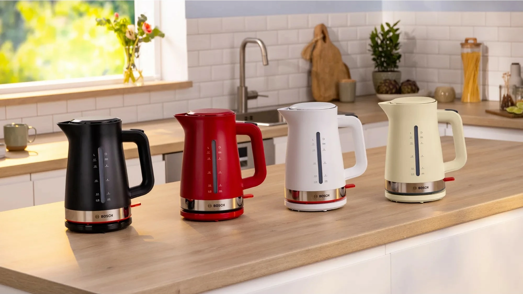 Çajnik Bosch TWK4M221, 1.7 L, 2400 W, Bardhë
