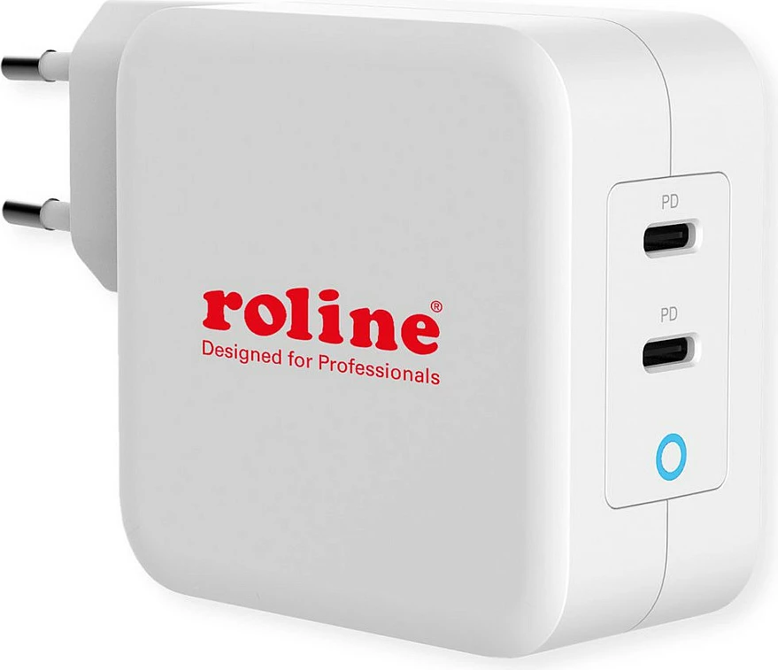 Karikues ROLINE USB-C GaN 100W, 2x USB-C PD, prizë Euro, i bardhë