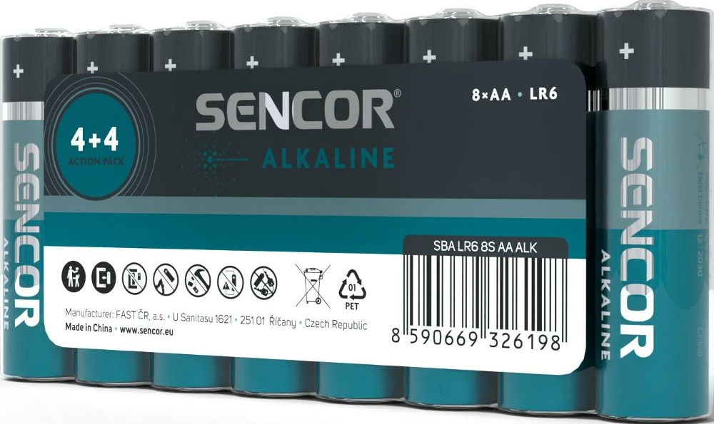 Bateri Sencor SBA LR6 8S AA Alk, 8 copë