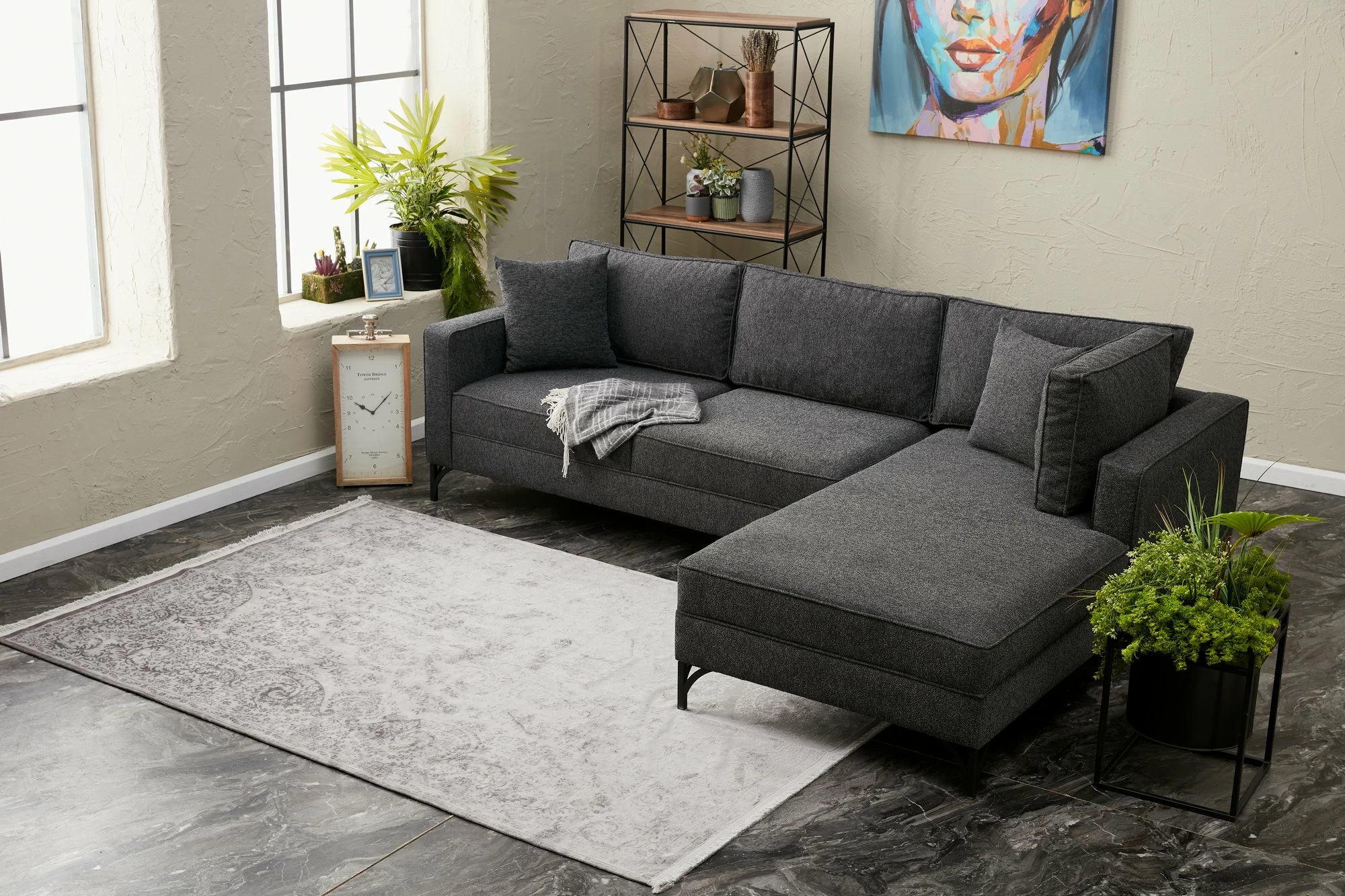 Këndare Atelier del Sofa, Berlin, e djathtë, antracit, e zezë
