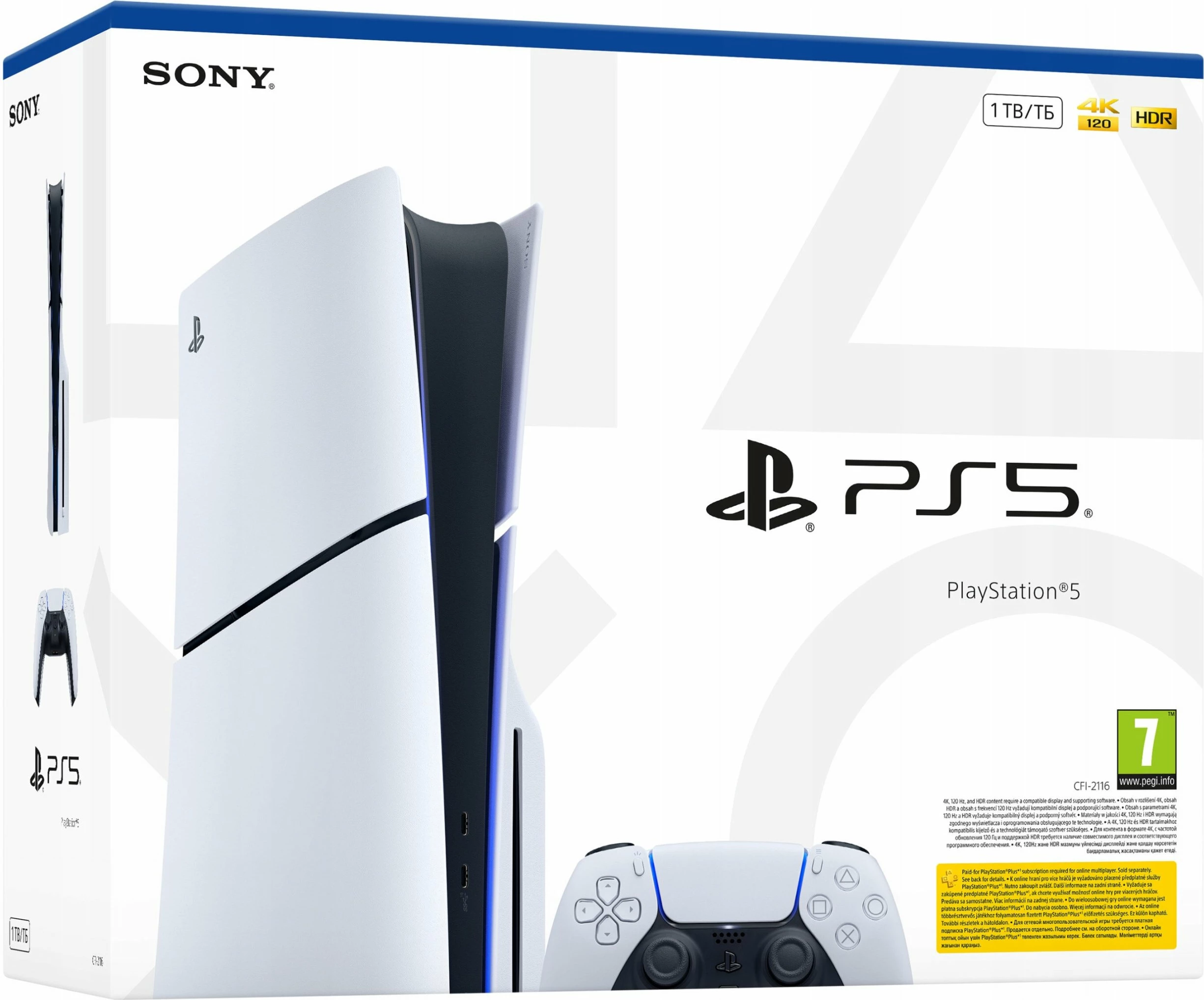 Konsolë lojërash Sony PlayStation 5 Slim (E-Chassis) Disc Version 1TB SSD, e bardhë, set me 1 kontrollor