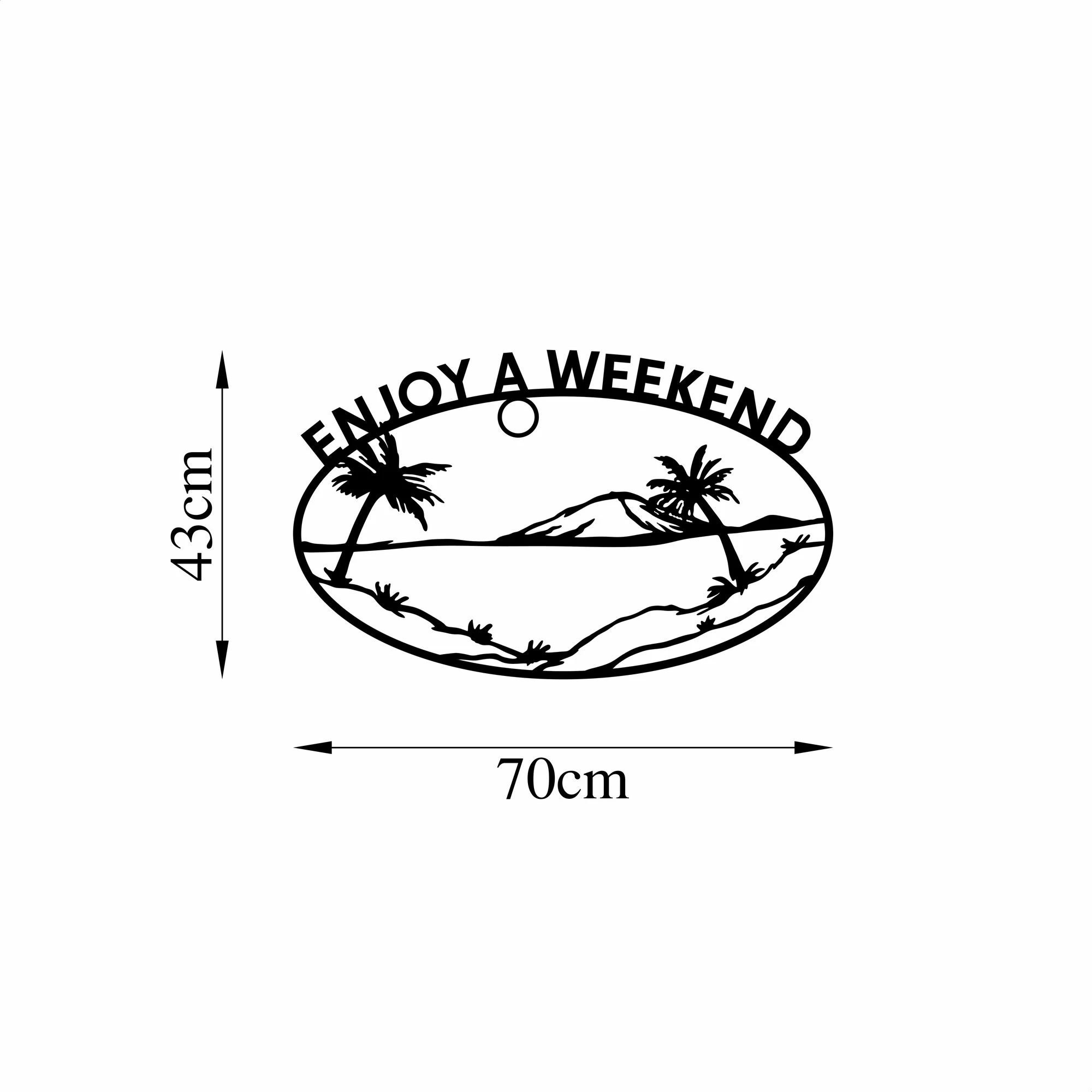 Aksesor dekorativ metalik për mur, Wallity, Enjoy A Weekend, 70x43cm