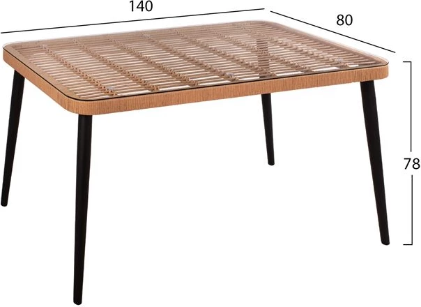 Set kopshti tavolinë & karrige Allegra Wicker FH10488, 5 pjesë, bezhë/të zeza