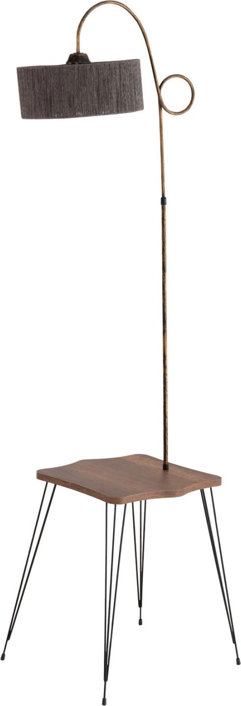 Llambë dyshemeje me tavolinë anësore melamine, ngjyrë arre-gri, FH7949.02, 40x40x173 cm