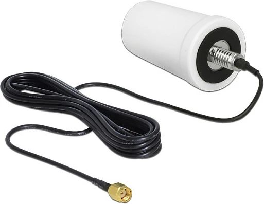Antenë WLAN DeLOCK 89449, dual-band 2.4/5 GHz, RP-SMA, kabllo 3 m, IP67, e bardhë