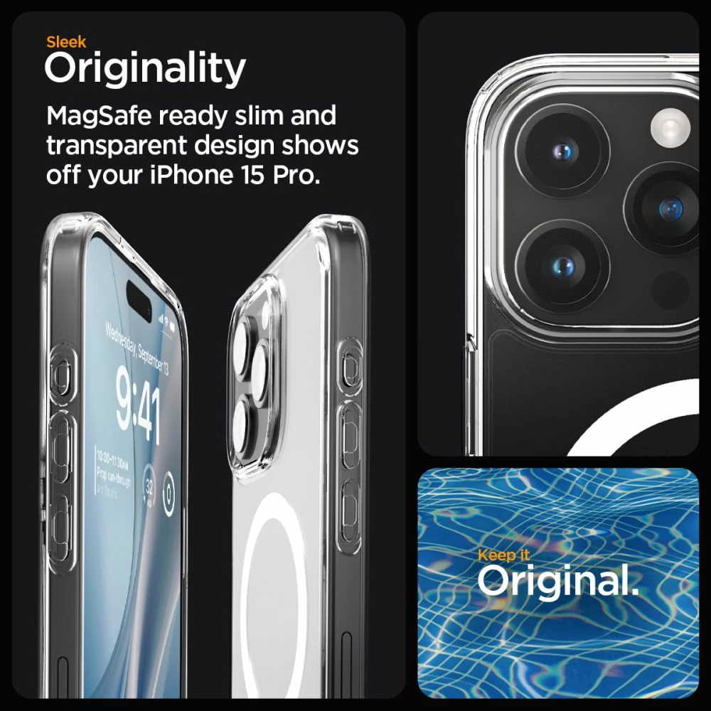 Mbështjellës Spigen Ultra Hybrid Mag për iPhone 15 Pro, MagSafe, frost clear