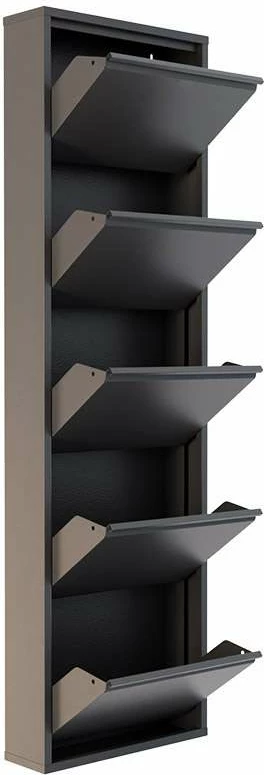 Kabinet këpucësh, metal, 5 pjesë, ngjyrë antracit, Skye Decor