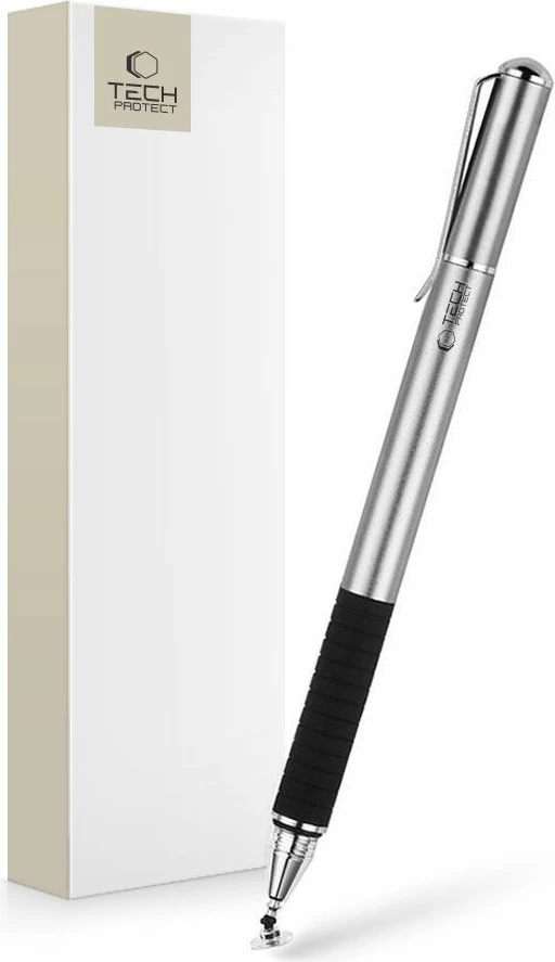 Stilus për ekran me prekje, Tech-Protect Stylus Pen, metal, argjendtë