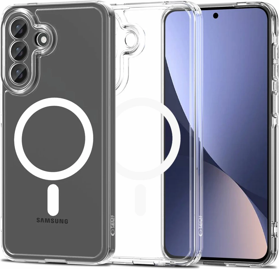 Mbështjellës Tech-Protect FlexAir Hybrid MagSafe për Samsung Galaxy A57 5G, TPU+PC, unazë magnetike, Transparent, 1 copë