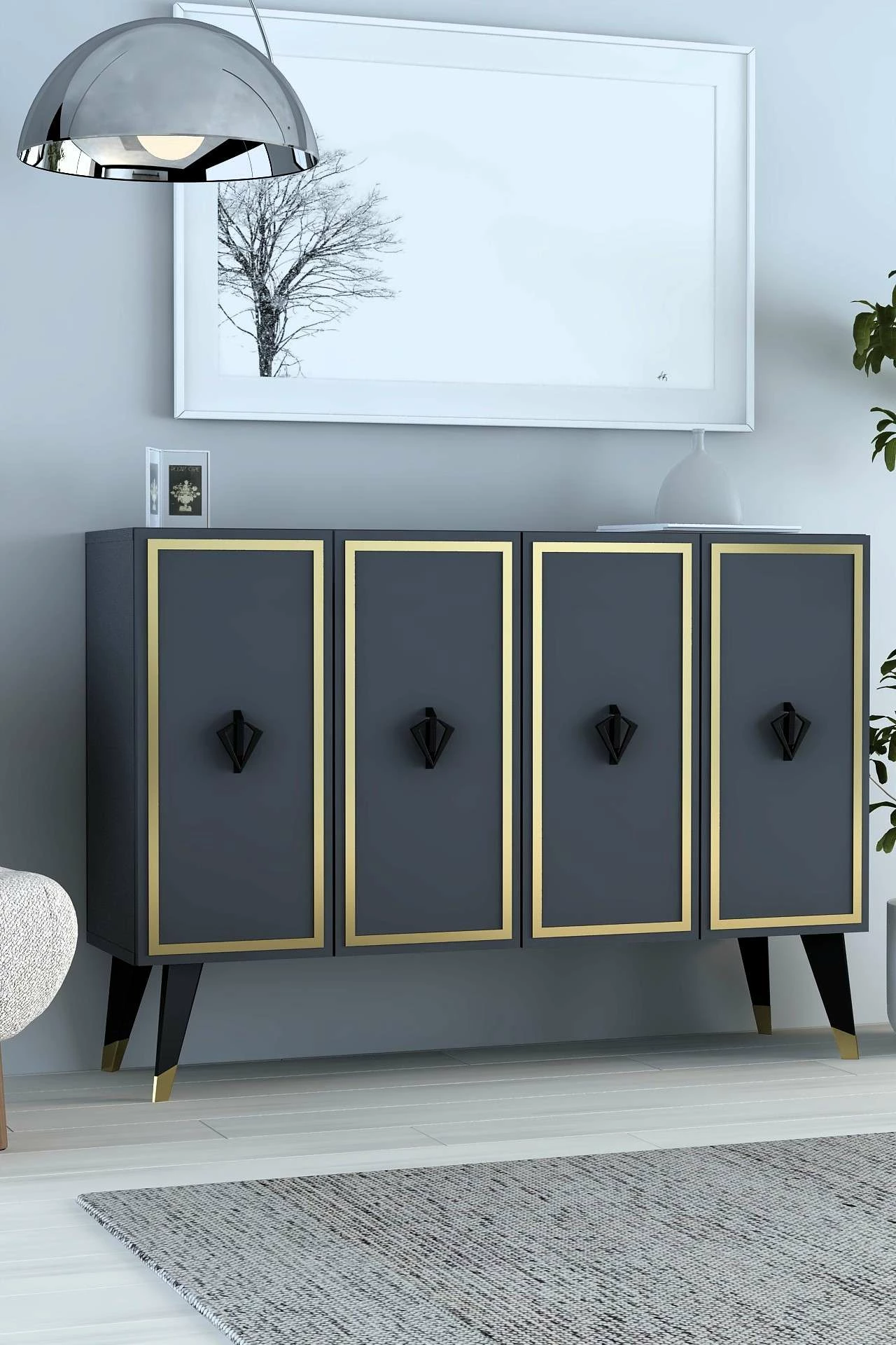 Konsol Skye Decor, anthracite, e zezë, ari, 8178KM-32