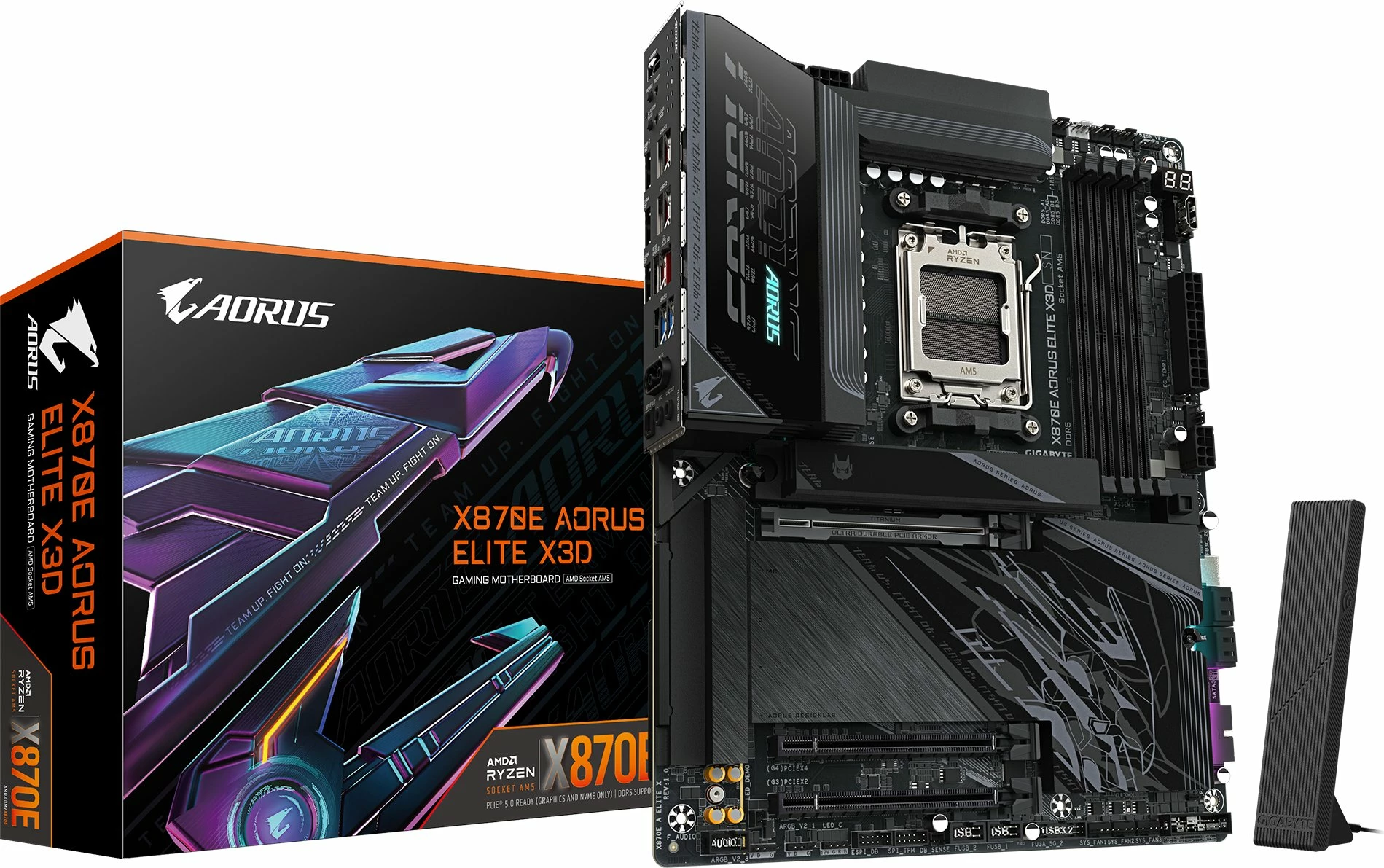 Pllakë amë Gigabyte X870E AORUS ELITE X3D AM5, DDR5 256GB, ATX, Wi‑Fi 7, 5GbE (me antenë WiFi)