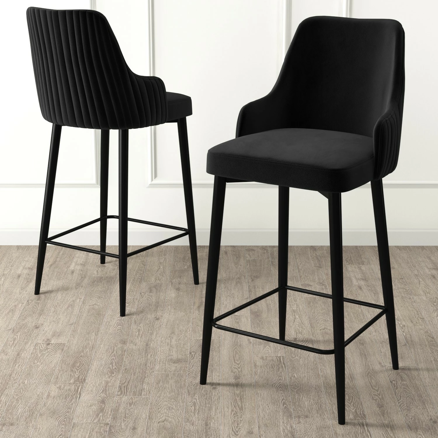 Set 6 karrige për bar Hanah Home, Enox, e zezë