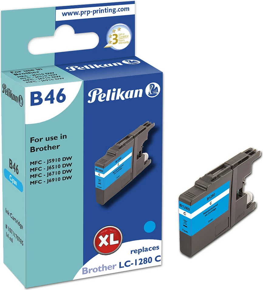 Toner Pelikan B46, zëvendësim Brother LC1280XL C, Cyan (XL)