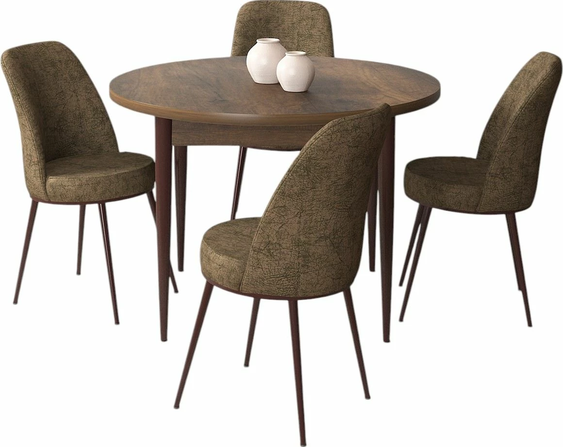 Set tavoline me karrige (5 copë), Skye Decor, ngjyrë barok, kafe