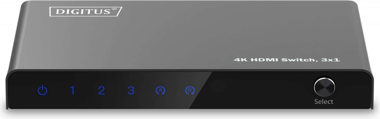 Switch HDMI Digitus DS-55331, 3 hyrje, 1 dalje, 4K/60Hz, me telekomandë, e zezë