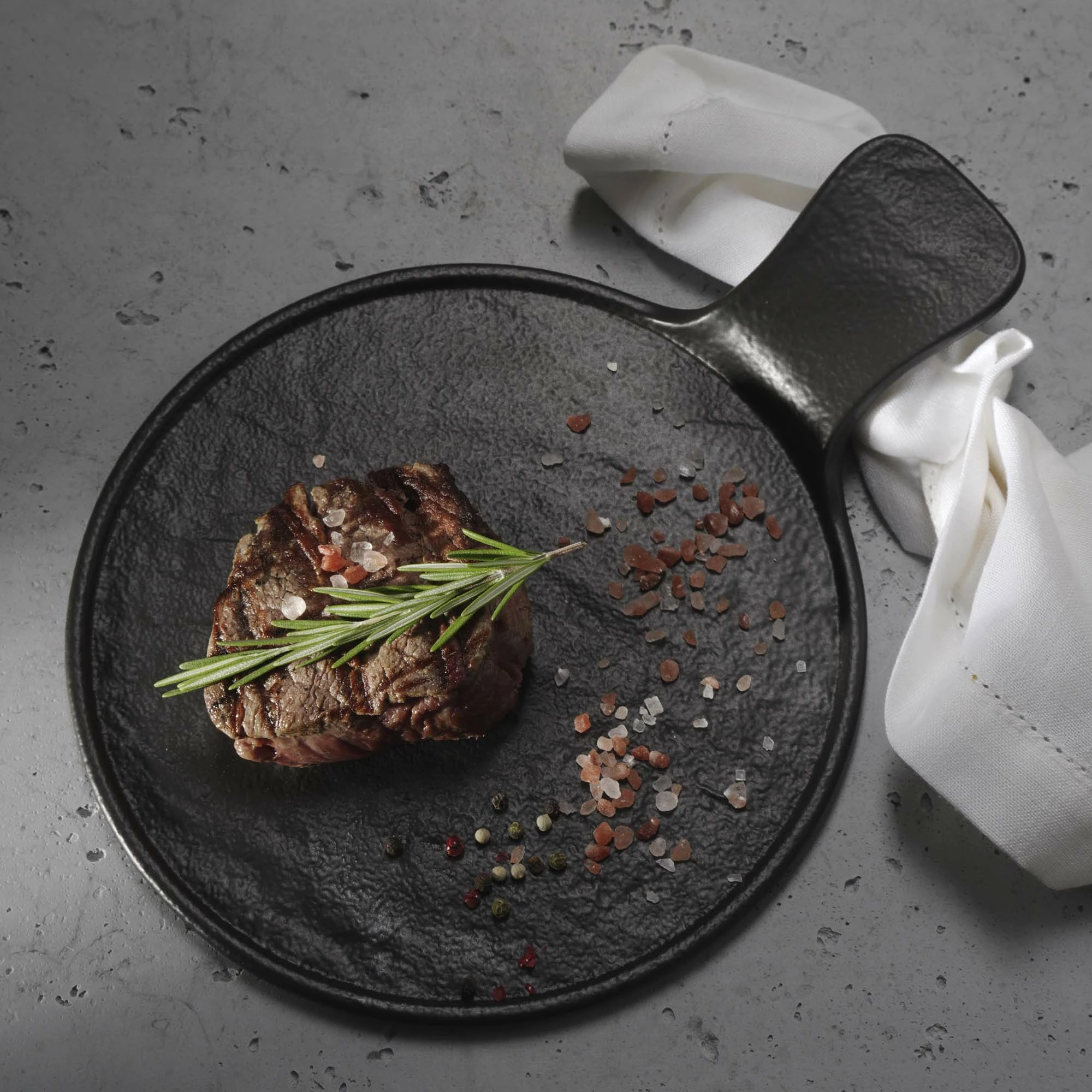 Tas tureen me kapak dhe doreza Fine Dine Crust 720ml 140mm porcelan, i zi, set 3 copë